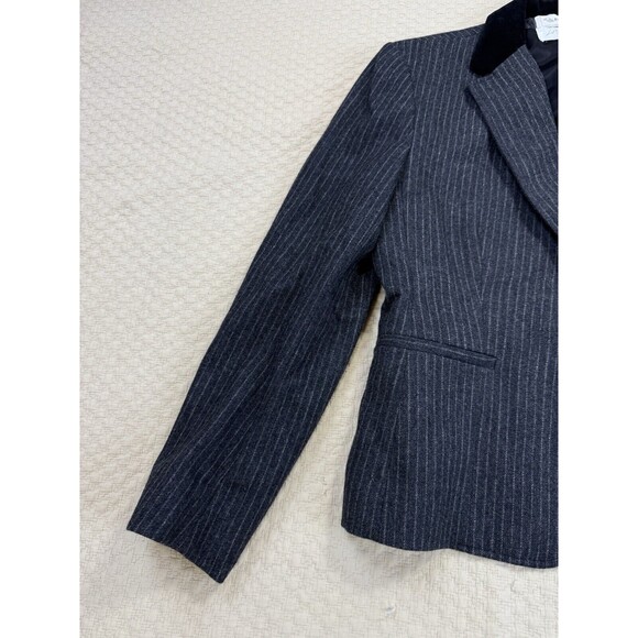Evan Picone Lord & Taylor Pinstripe Blazer Velvet Collar Vintage | Size 12 - Picture 5 of 14